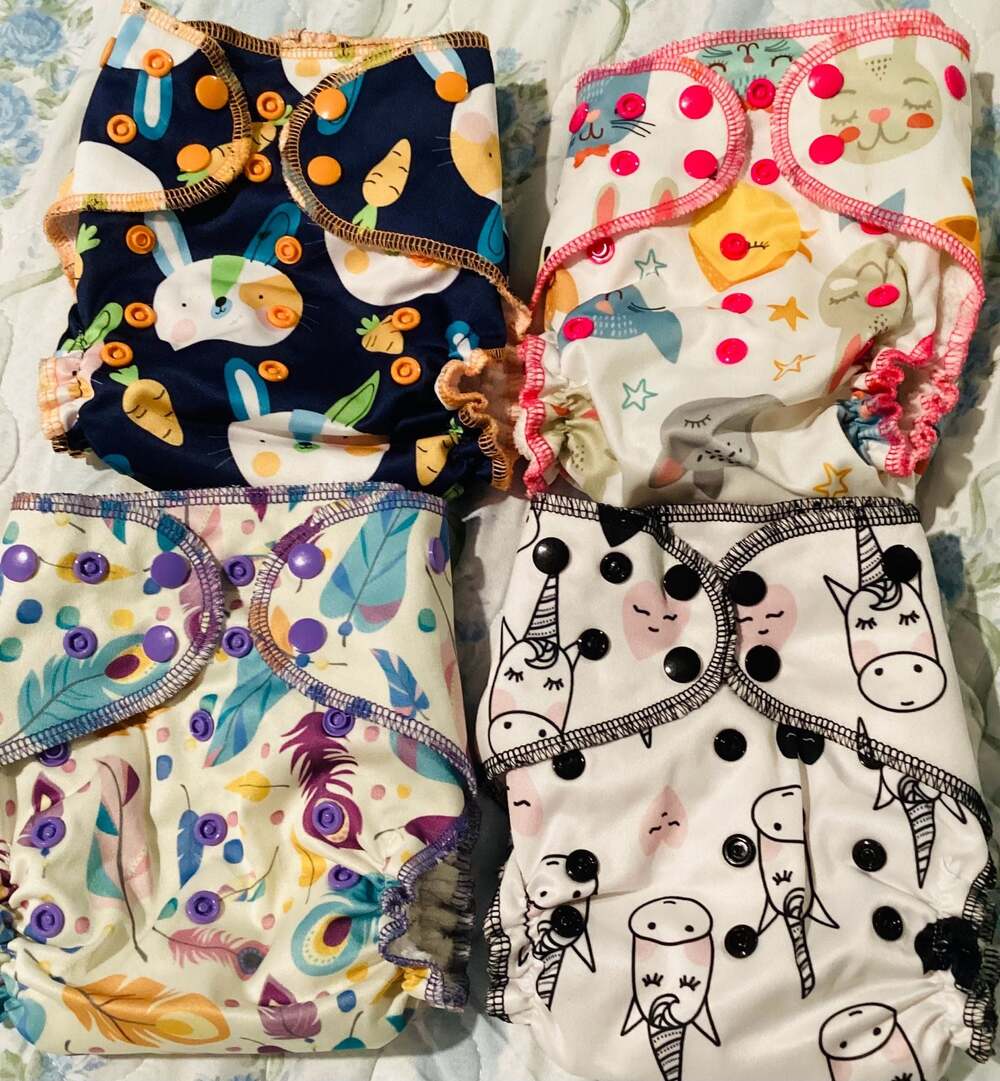B-Genes Fluff Butt Reusable Adjustable Cloth Diapers Set of 4